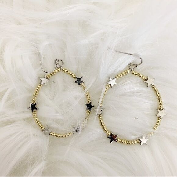 Seed & Star Beaded Hoop, Gold/Silver - Picture 4 of 6